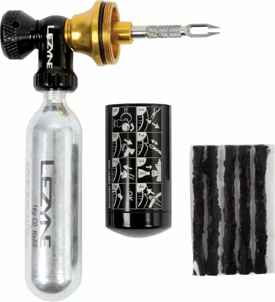 Lezyne Tubeless CO2 Blaster Schwarz/gold 1 Lezyne Tubeless CO2 Blaster Schwarz/gold